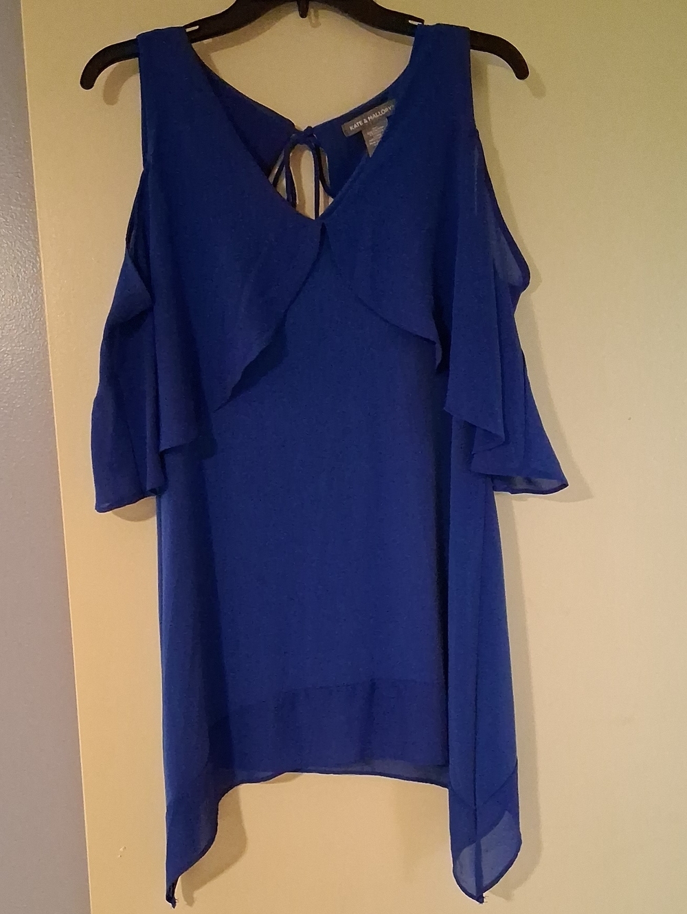 Kate & Mallory Royal Blue Cold-Shoulder Ruffle Tunic